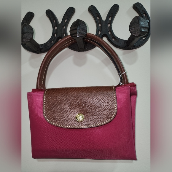 Longchamp Handbags - LongChamp Le Pliage Pink Brown Purse Bag Tote LC